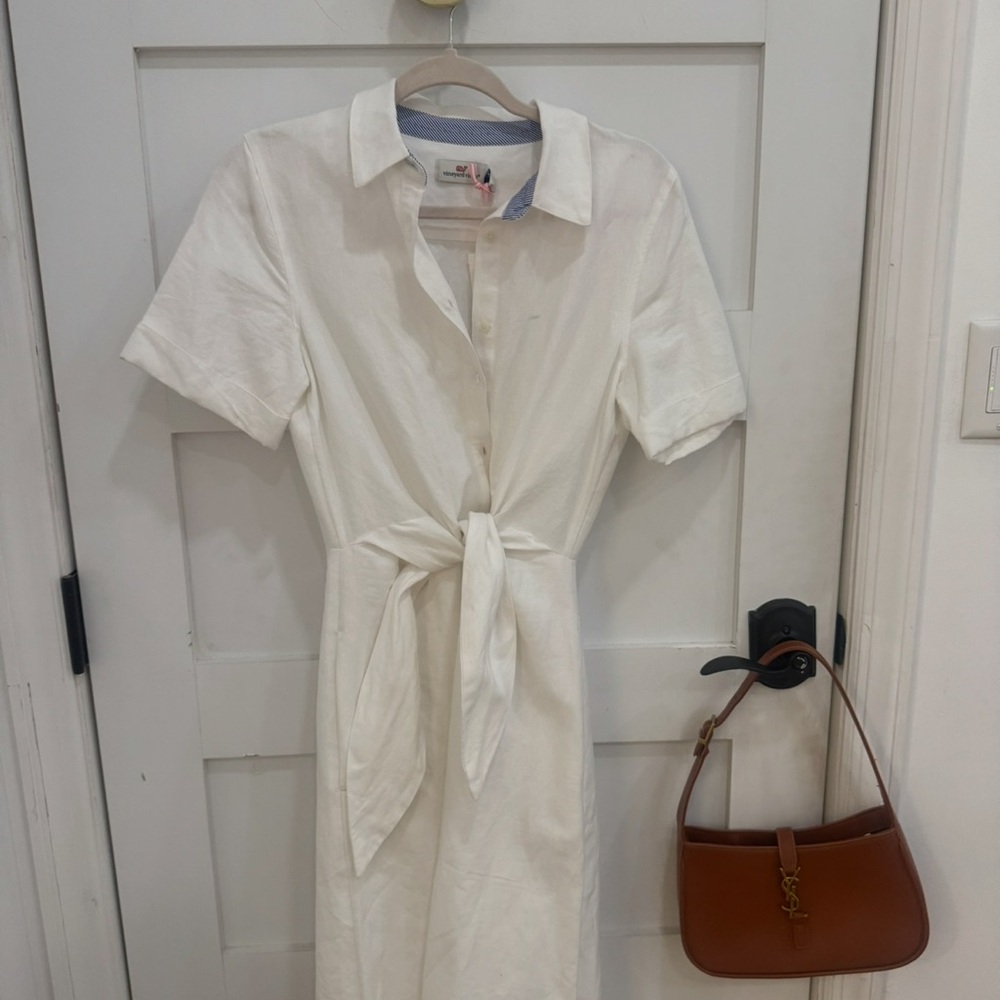 Elegant White Button-Down Dress vineyard vines